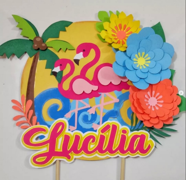 23 topo de bolo tropical com flamingos @libelulapaper