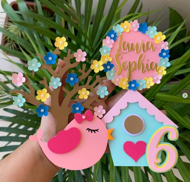 25 topo de bolo jardim encantado personalizado @umtoquedeartescrap