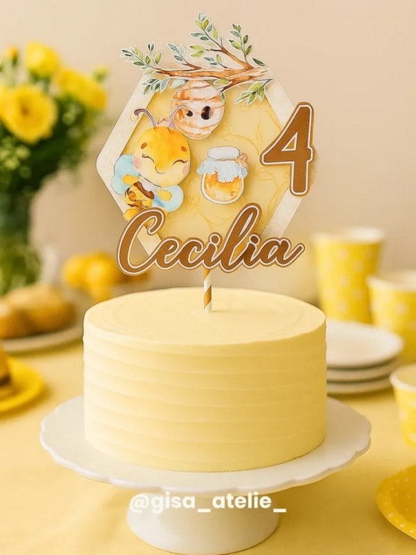 25topo de bolo abelhinha personalizado @gisa atelie
