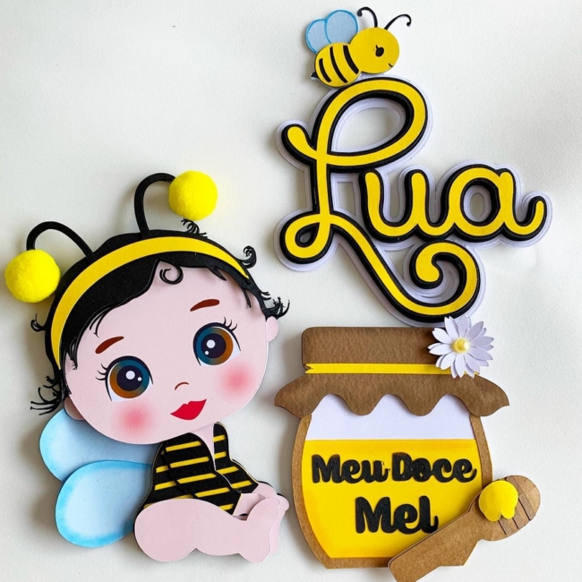 27 topo de bolo abelhinha personalizado @papelicandoscrap