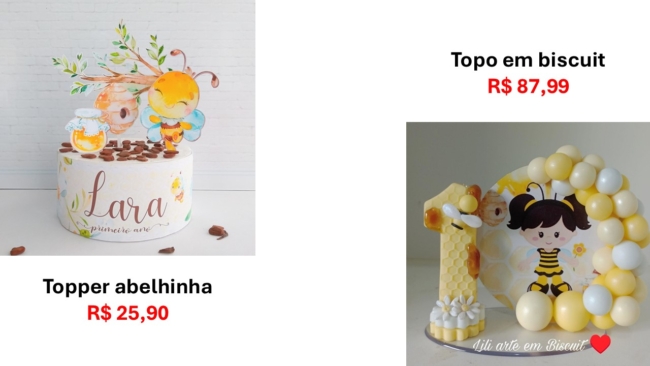 34 onde comprar topo de bolo abelhinha