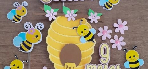 6 topo de bolo abelhinha mesversário @artfestasdigitaldesign