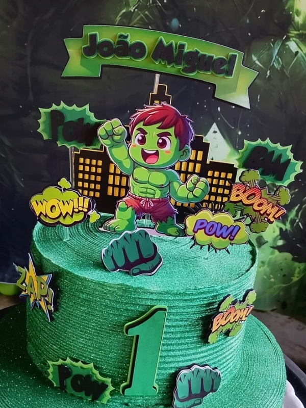 7 topo de bolo Hulk 1 ano @patricia ppersonalizados